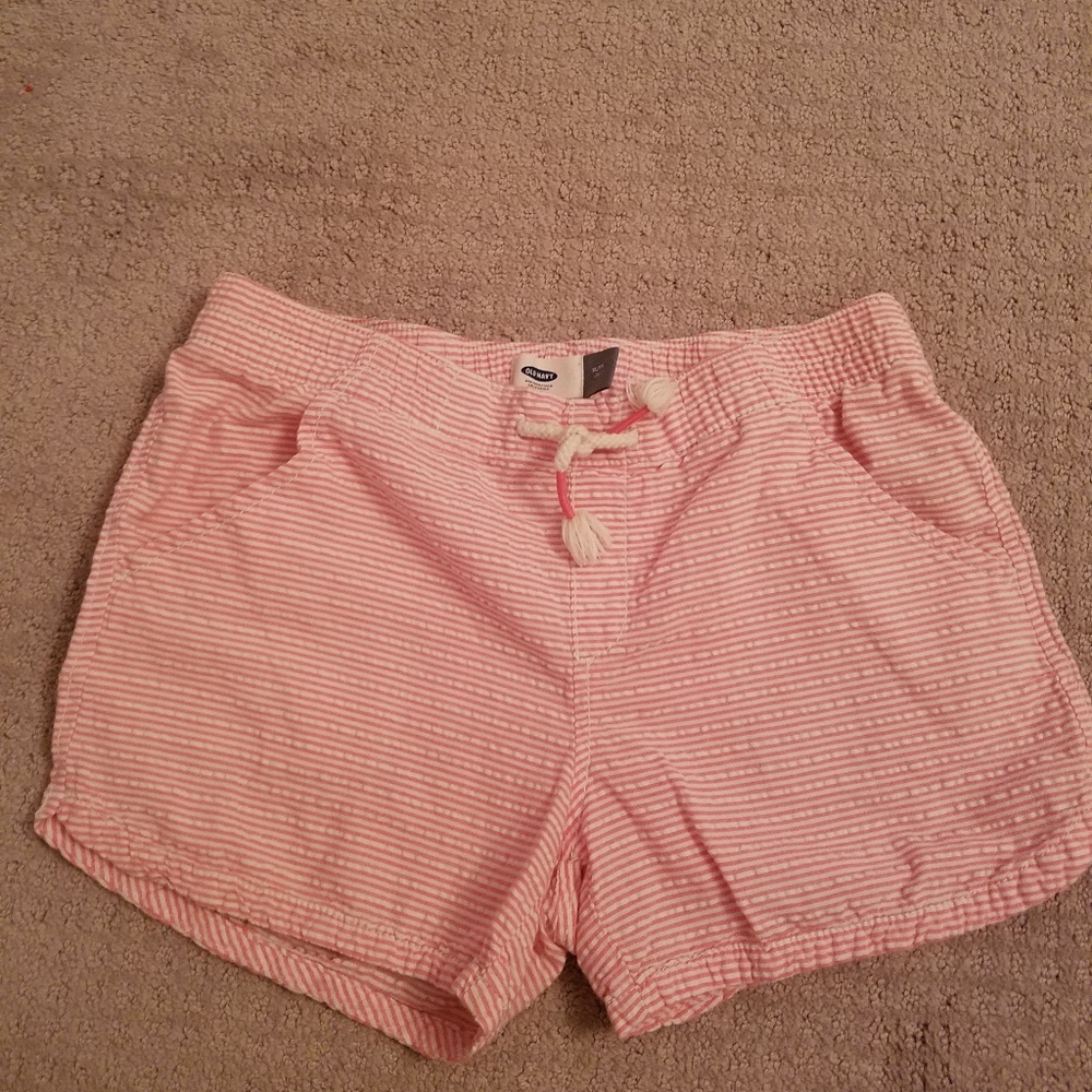 Pink and white striped shorts
